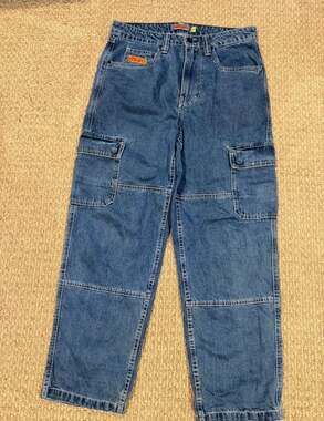 Empyre Loose Fit Blue Denim Cargo Skater Jeans Size 30